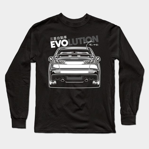 Lancer Evolution X (White Print) Long Sleeve T-Shirt by idrdesign